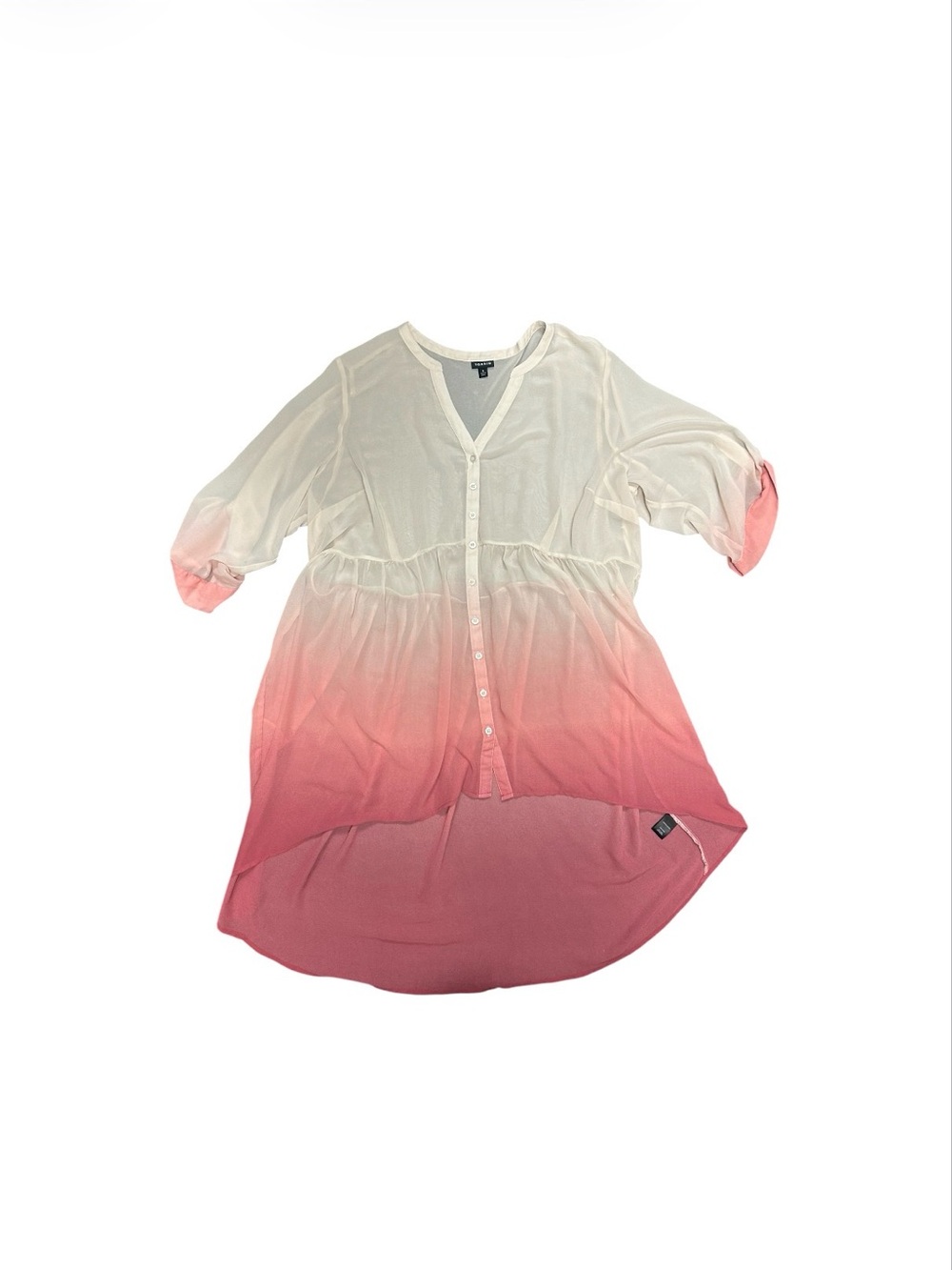 NWOT Torrid Sheer Ombre Button-Front V-Neck Blouse 3/4 Sleeve Plus Size 4X